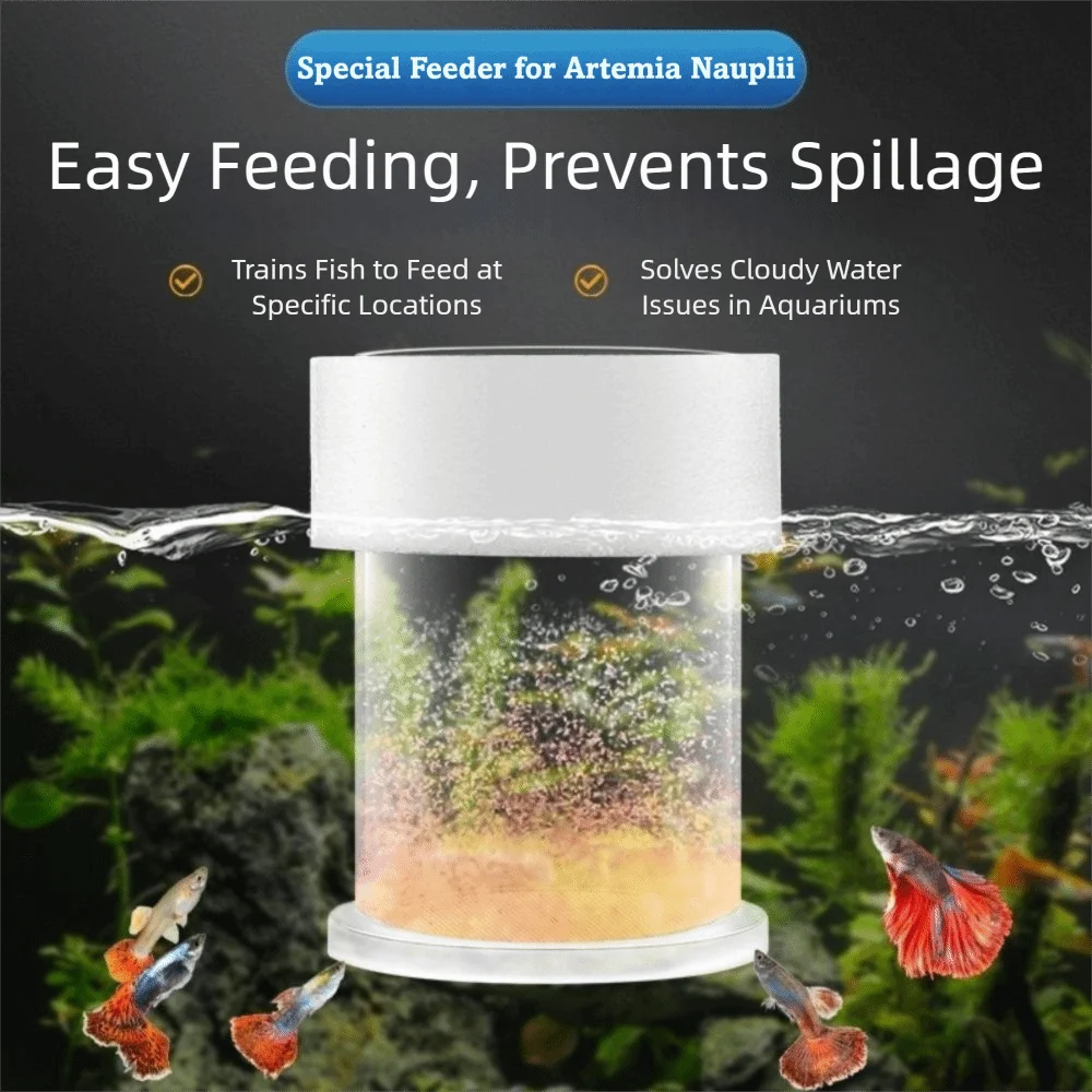 Acrylic Transparent Fish Feeder with Suction Cup for Aquariums