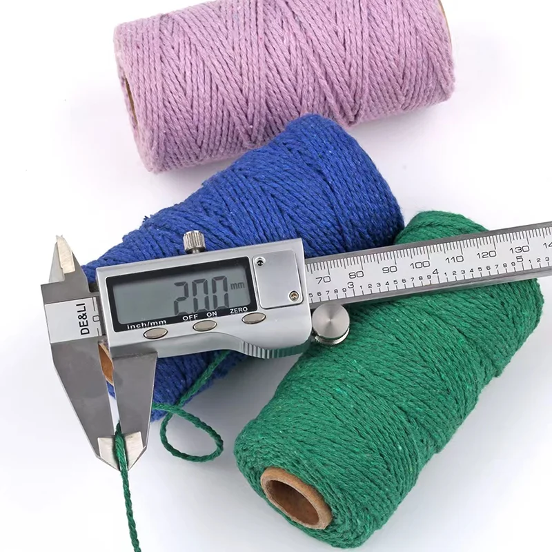 Macrame Cotton Cord cotton rope macrame cord 2mm 100m Colored Macrame Yarn Colorful Jute Cord for Wall Hanging Gift Wrapping Crafts Knitting