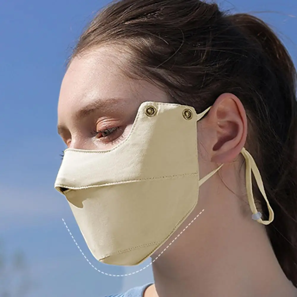Summer Uv Protection Sunscreen Outdoor Unisex Sun Protect Caps With Brim Mask Breathable Ice Silk Eye Protection Mask Riding