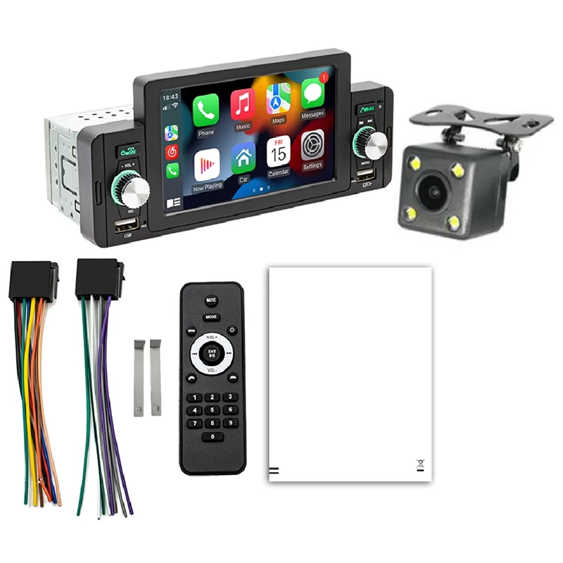 

1 Din 5 Inch Car Radio Car Stereo Bluetooth MP5 Player Accessories With For Apple Carplay Android Auto TF USB FM Touch Screen