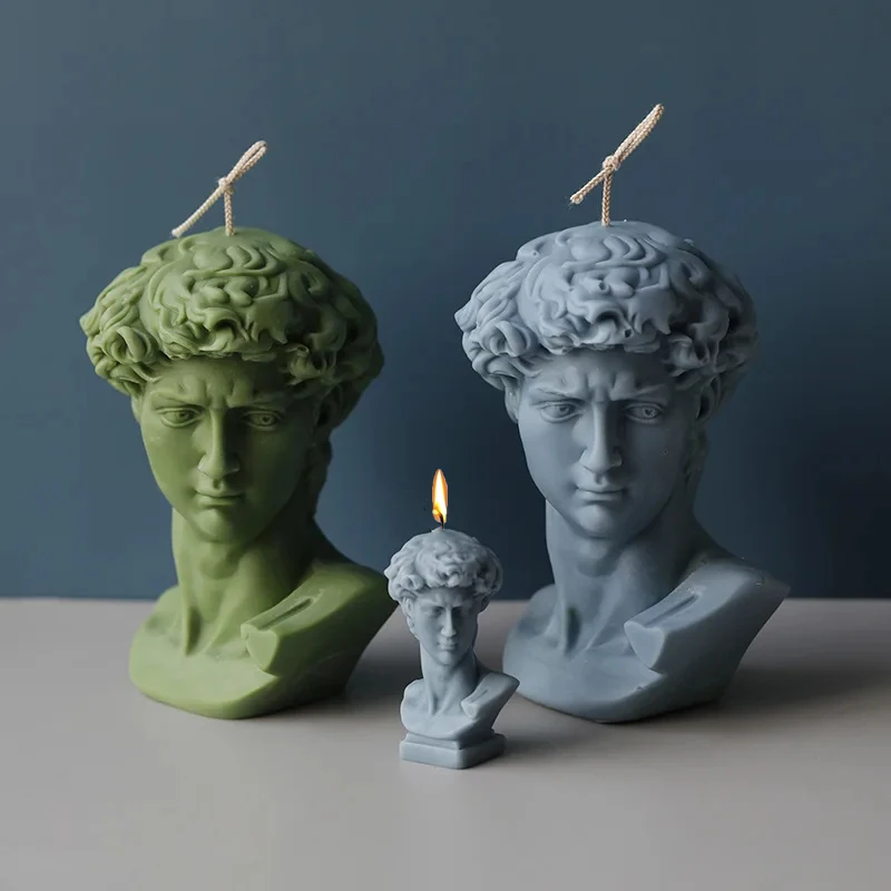 Small David Silicone Candle Mold 3D Portrait Human Candle Making Soap Clay Plaster Resin Mould Home Craft Decorative Gifts