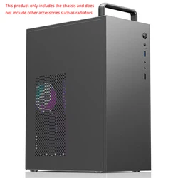 Portable Business Office PC Case with ATX Power Support for None (T2 Black)