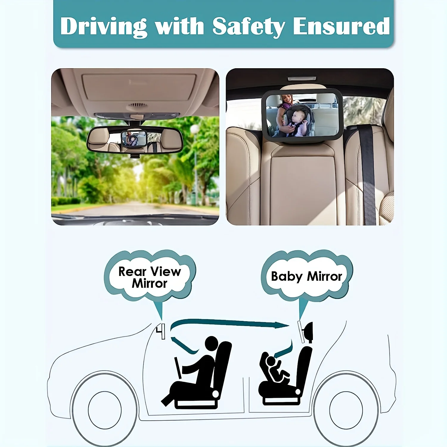 Baby Back Seat Safety Mirror For Car Headrest Rear Facing Seat Infant & Toddler Child Mirror In Car Baby VIiew car rearview mirror car baby mirror