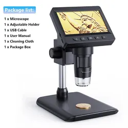 Portable 4.3-Inch 1080P High-Precision Digital Microscope with 50-1000x Zoom and 2000mAh Battery - 1000X (4.3 inch 1080P Black)