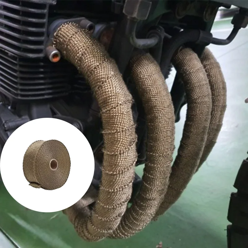 Motorcycle Exhaust Heat Wrap Motorcycle Exhaust Thermal Tape Header Heat Wrap Resistant Ties Fiber Heat Insulation Cotton High Temperature Protection Parts