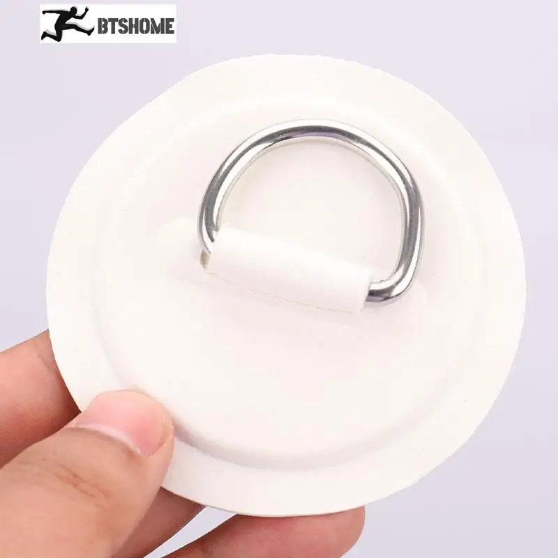 

4pcs Surfboard Boat Pvc Patch D Ring Deck Rigging Sup Round Ring Pad Kayak D Ring Buckle Black And White