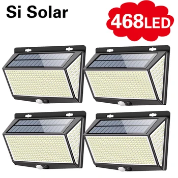 468 LED Solar Light Human Body Sensor 288 Solar Lamp IP65 Outdoor Light automatic adjust brightness Garden Street Light 1