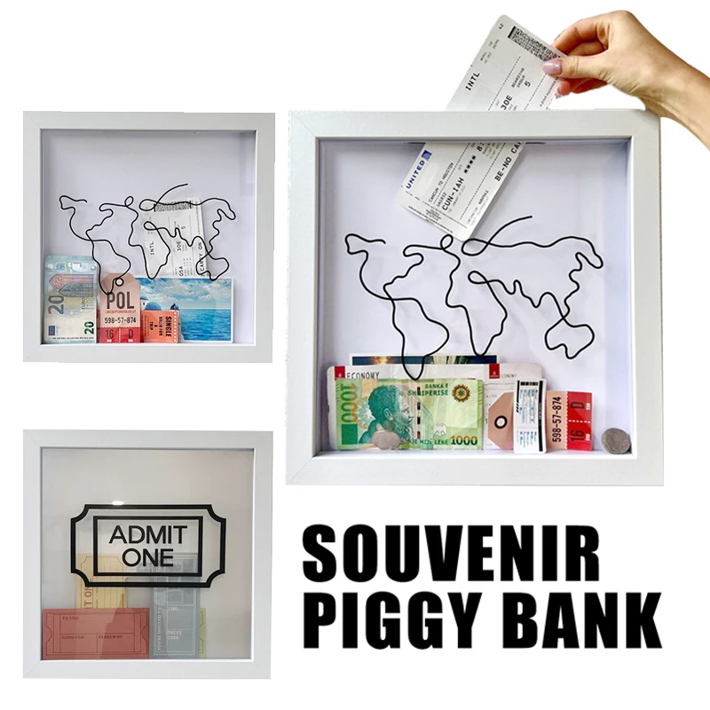 Adventure Archive Box Bank Money Box Piggy Wooden Coin Saving Jar Kids  Shadow Clear Fund Storage Boxes Souvenir Ticket Postcard - AliExpress