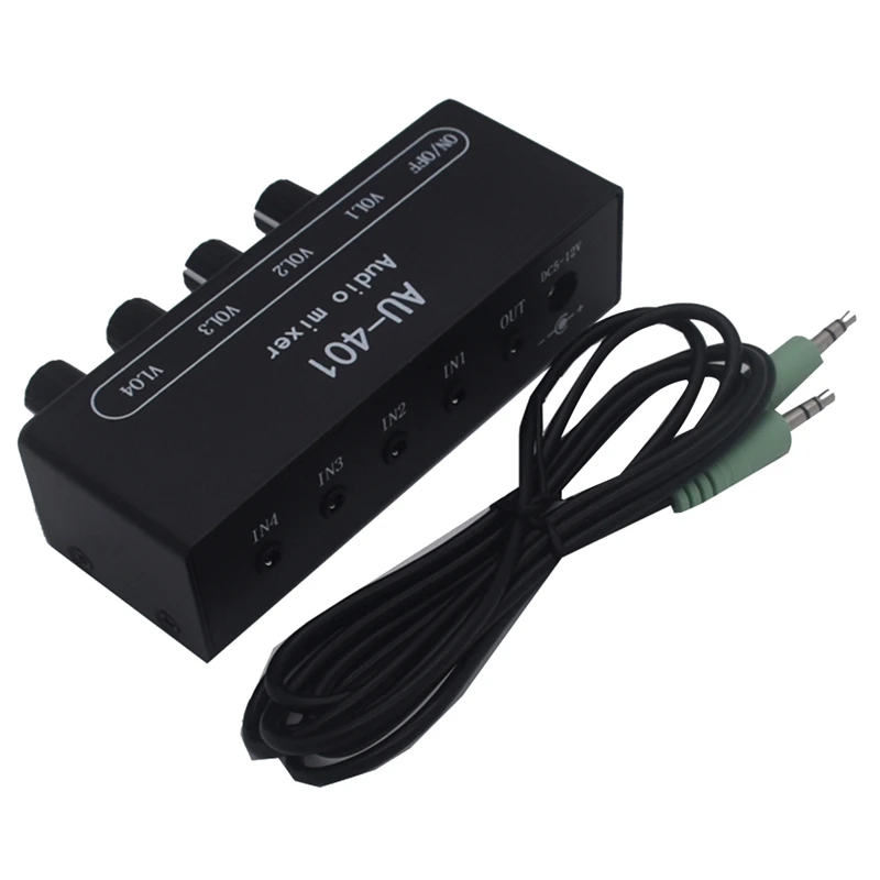 멀티 소스 AU-401 DC 5V-12V 스테레오 오디오 믹서, 4 입력 1 출력, 개별 제어 보드 사운드
