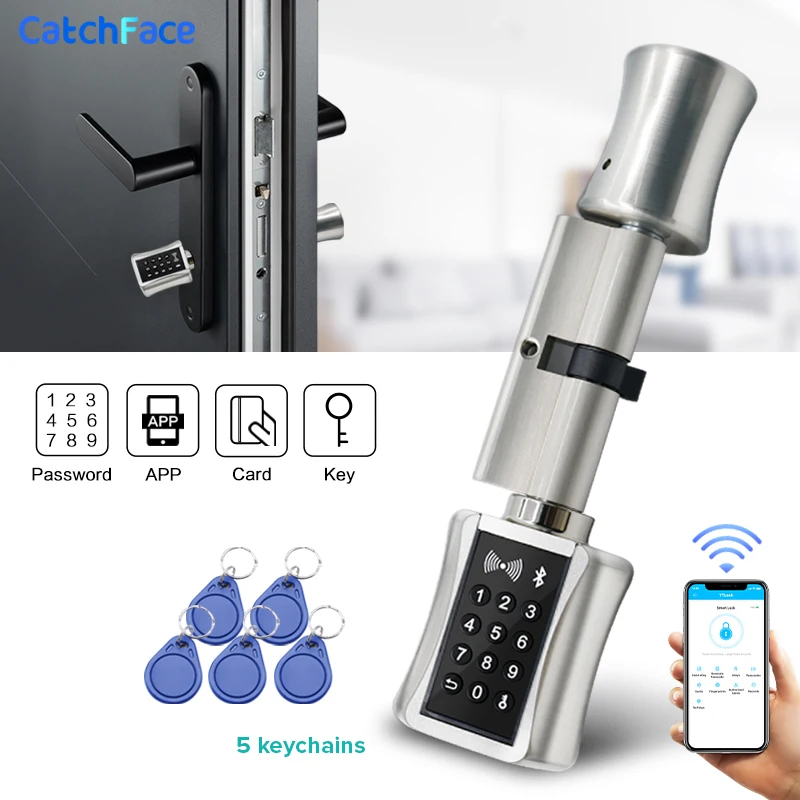 TTLock Bluetooh Cylinder Smart Lock Remote Control Keyless Electronic Door Lock APP Wifi Digital Code RFID Card smart door lock smart lock electronic lock smart cylinder lock