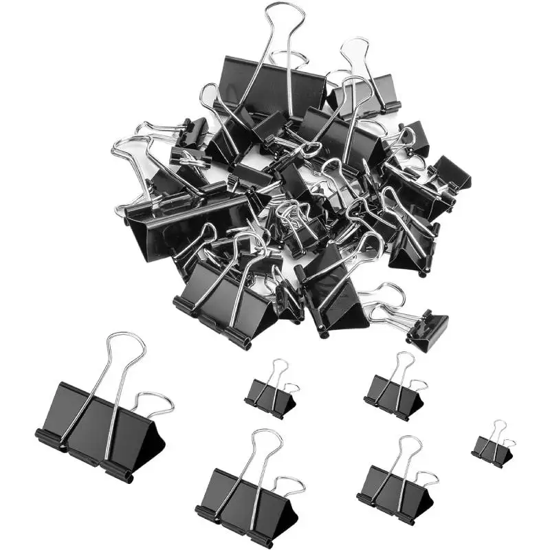 5pcsBinderClipsMetalBinderPaperClipsBlackPaperClipsClampfor