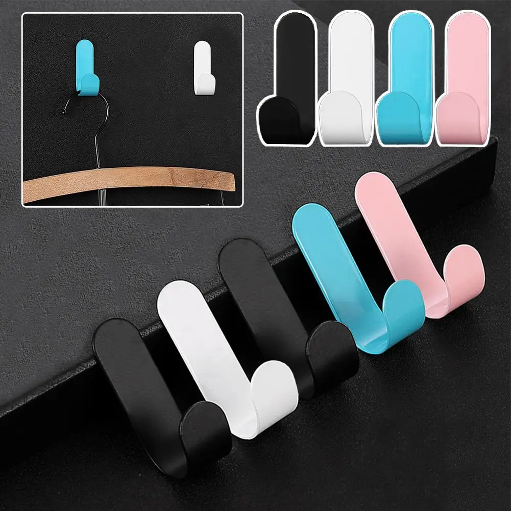 

J-type Hook Stainless Steel Strong Adhesive Punch Free Finishing Bedroom Bathroom Clothing Household Hook Hook Kitchen Tool I2v8