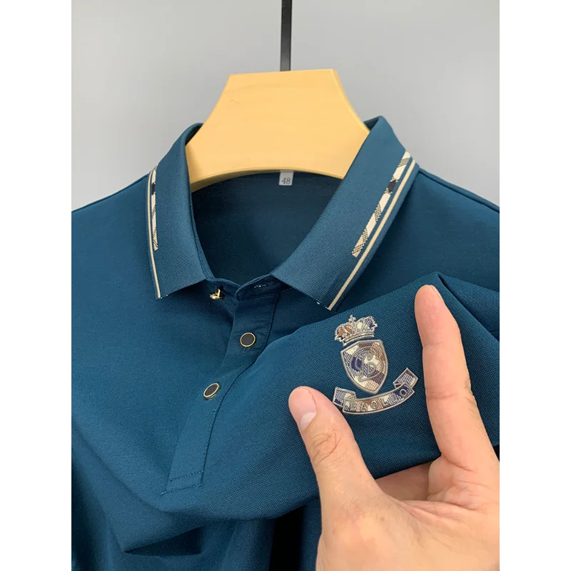 Luxury Mercerized Cotton Short Sleeve T shirt Men s Polo Neck High end luxury-mercerized-cotton-short-sleeve-t-shirt-men-s-polo-neck-high-end