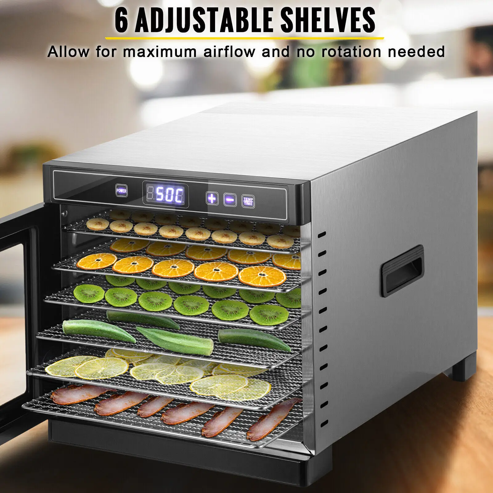 Food Dehydrator, Stainless Steel Freeze Dryer For Kitchen US Plug