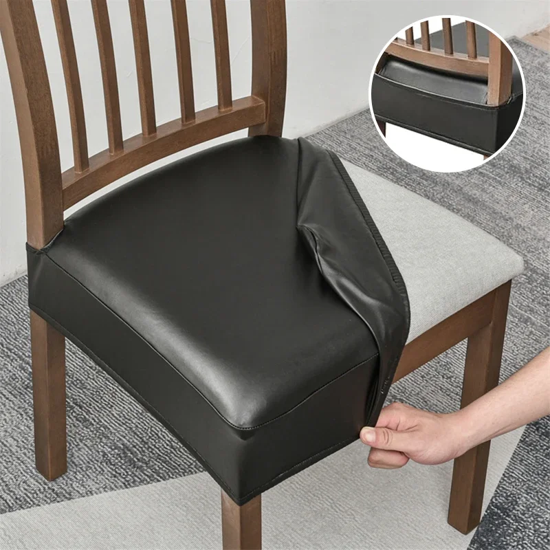 1PC Waterproof PU Leather Chair Seat Cover Dining Room Chairs