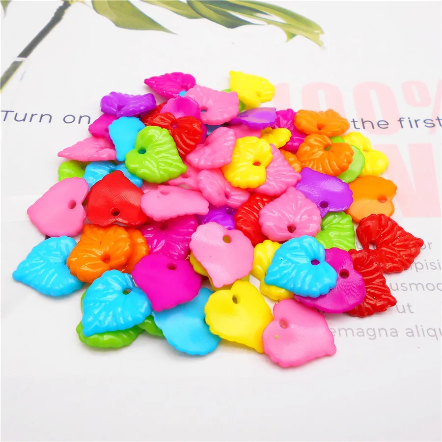 

Julie Wang 100PCS Acrylic Colorful Leaf Charms Random Candy Color Leaves Pendant Necklace Bracelet Jewelry Making Accessory