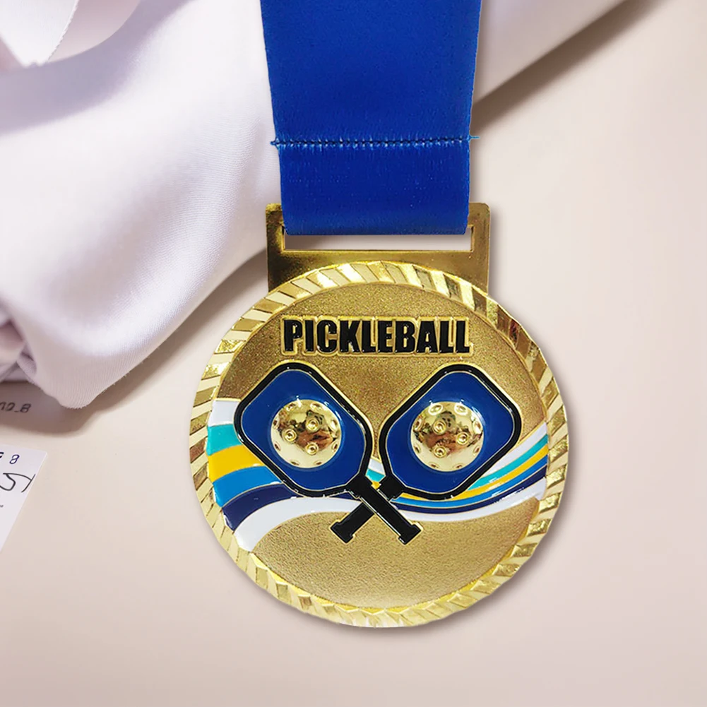 1-3pc 6.8cm Pickleball Medal Metal Winner Medals Gold/Silver/Bronze Medal with Neck Ribbon for Games Sports Encouragement