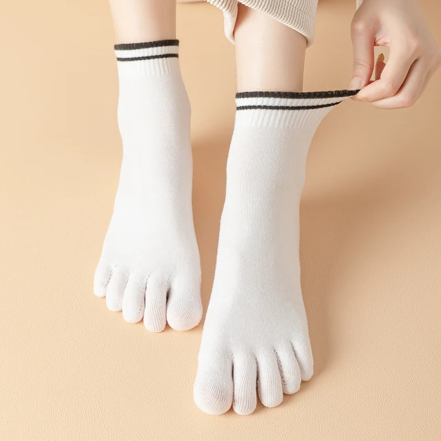 3/5 Pairs Women Five Finger Socks High Quality Cotton Toe Socks Autumn Spring Sports Athletic Ankle Socks with Five Finger 4