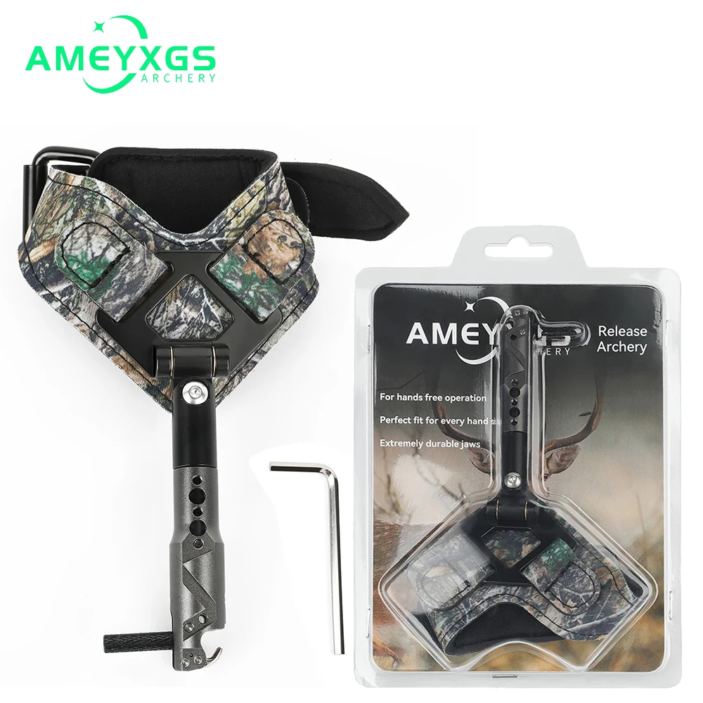 

Archery Compound Bow Release Aids Wristband Professional Adjustable Hunting D-loop Clamp Metal Composite Bow Accessories