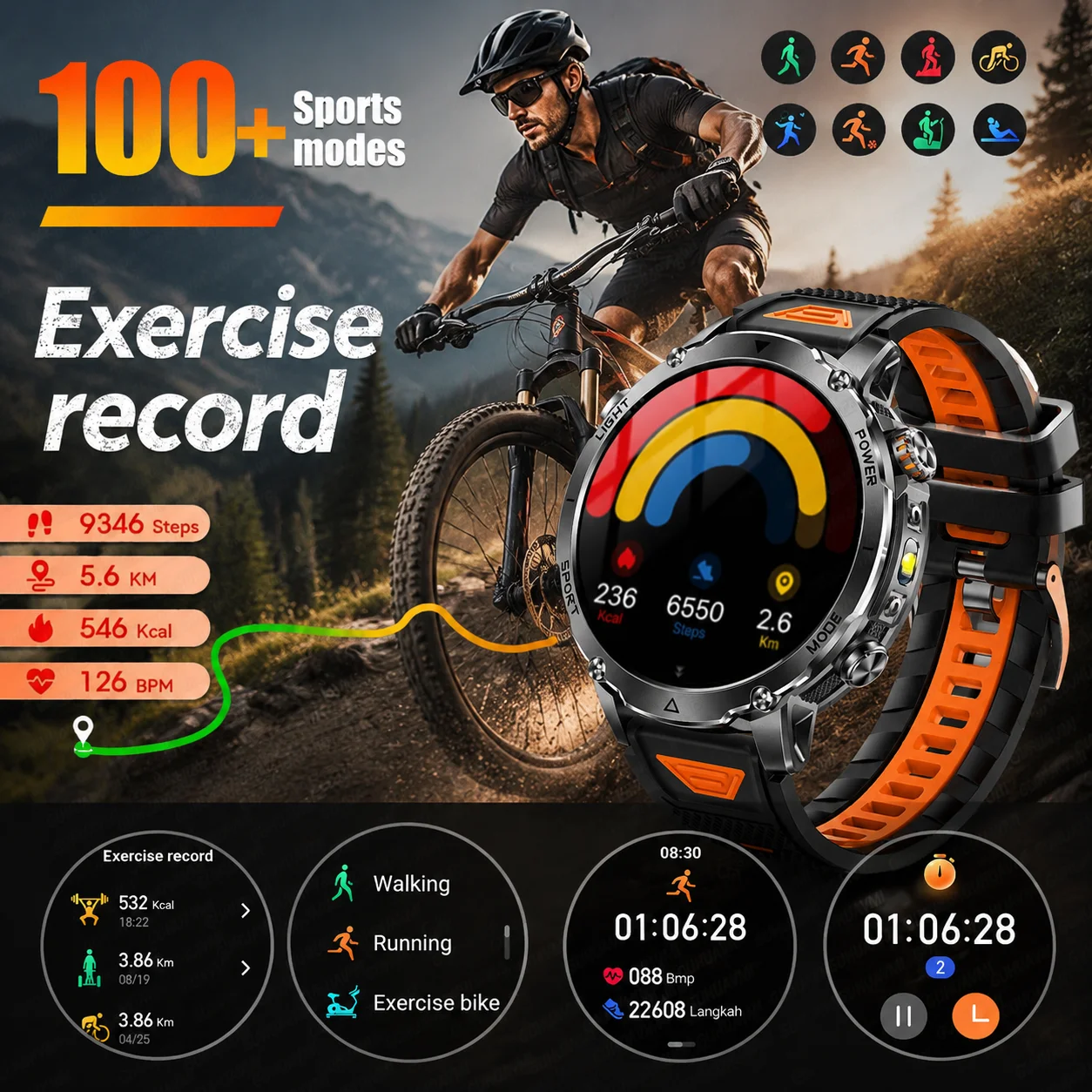 2026New Military Sports Smart Watch Men 1400mAh Battery 1.7" Screen Strong Flashlight GPS Track Waterproof Clock For Android IOS_voghion.com