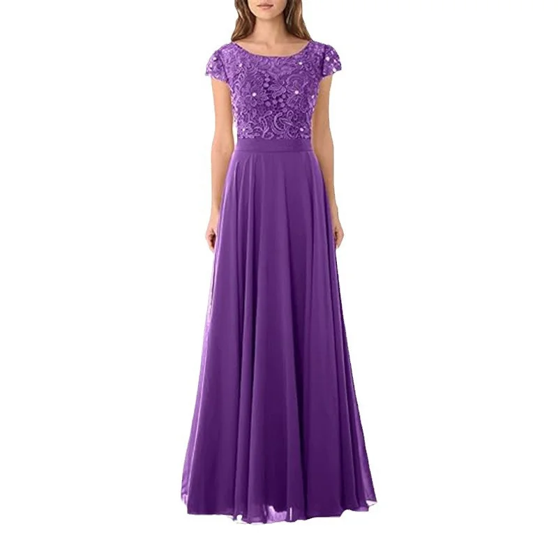 A Line Chiffon Lace Sashes Short Sleeve Elegant Off Shoulder Bridesmaid Dresses Wedding Party Evening Formal Prom Lace Back 6