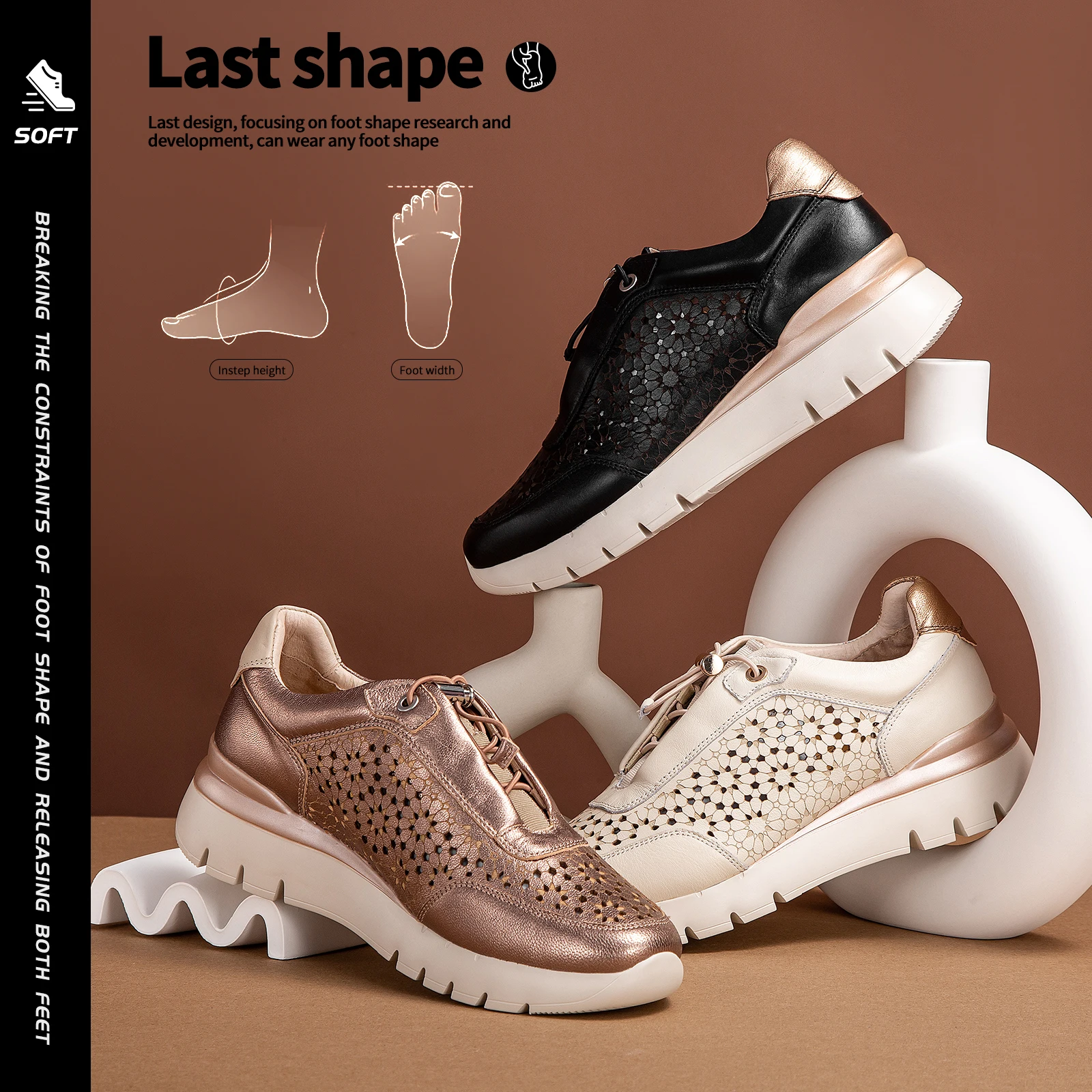 حذاء كاجوال مطبوع مجوف فريد للنساء ، تصميم بسيط ،...