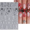 Silver Glitter Christmas Nail Stickers 3D Winter Tree Snowflake Feather Leaf Lantern Gift Wine Holographic Manicure Slider Tips 2