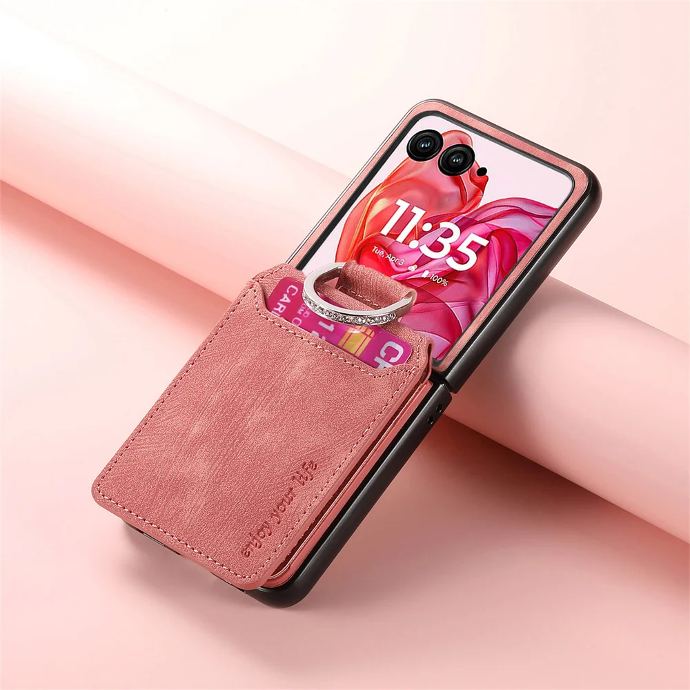 Retro Leather Wallet Phone Case with Card Holder and Ring Bracket