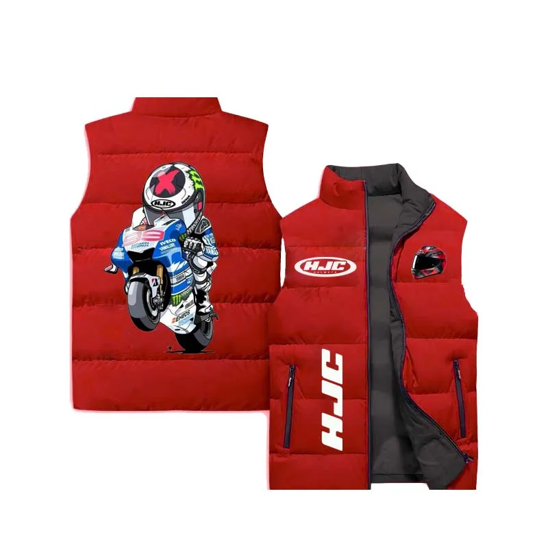 thumbnail image 1 of Chaqueta sin mangas con estampado de motocicleta HJC para otoño/invierno, estilo hip-hop callejero, resistente al viento y cálida, talla grande para hombre, 1 of 5
