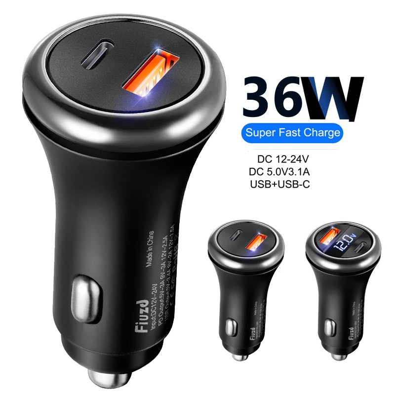 

3 Ports Car Charger Fast Charging PD QC3.0 USB C Car Phone Charger Type C Adapter in Car For iPhone Samsung Huawei Xiaomi