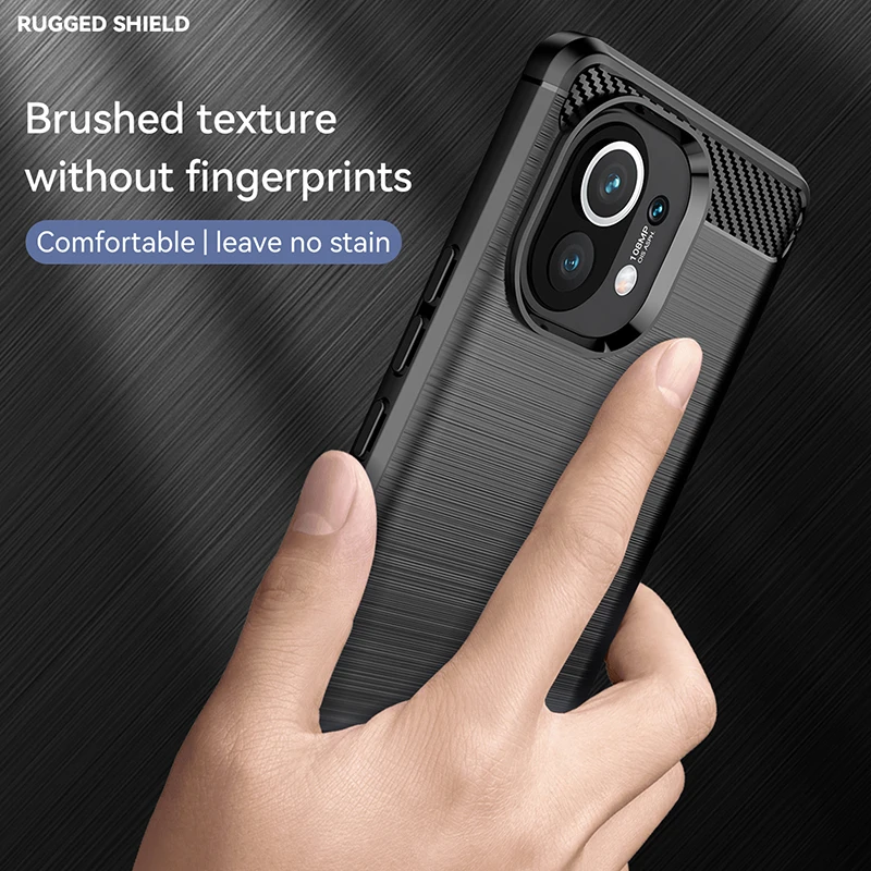 Coque Silicone Effet Carbone Pour Xiaomi Mi 11i - Noire, Anti-choc - Neuve