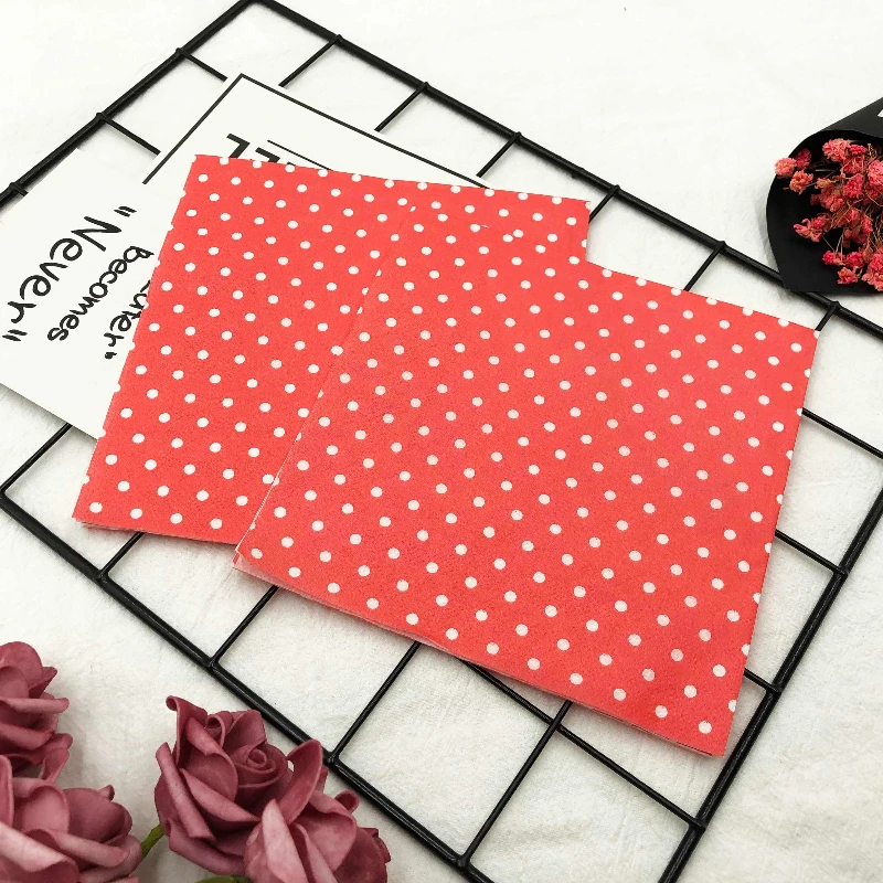 10/20pcs/Pac 33*33cm 2-Ply Colourful Printed Napkins New Two Colour Polka Dot Folded Napkins All Party Placemats