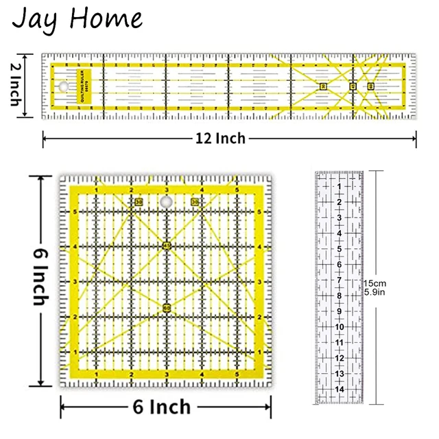 1/2pcs 15cm Quilting Patchwork Ruler Fabric Cloth Cutting Ruler Acrylic Sewing  Rulers DIY Knitting Crafts Tailor Sewing Tools