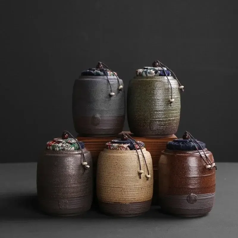 Mini Sealed Pu'er Dried Fruit Storage Jar Portable Travel Tea Storage Box Tank Container Chinese Style Retro Ceramic Tea Caddy 2