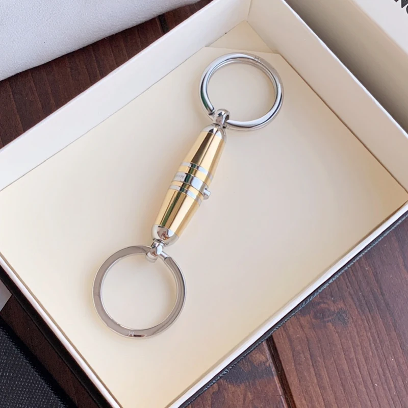 LJ2 Luxury MB Key Chain Black & Yellow Smooth Paint Car 316 Stainless Steel Double Ring High Quality Gift