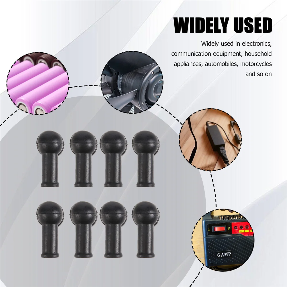 8 Pcs 15mm x 8mm 검은 흡연 파이프 모양의 PVC 배터리 터미널 절연 커버 부츠 HOT