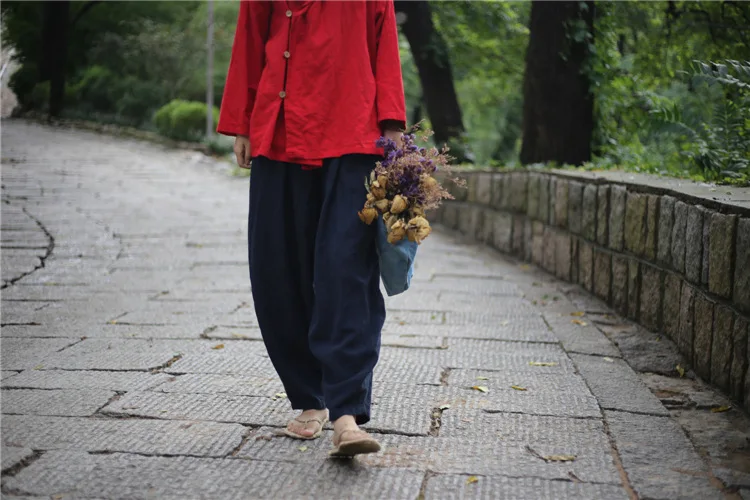 Women Harem Pants Elastic Waist 2022 Fall Winter New Plus Size Women Clothing Linen Vintage Trouser Loose Warm Pants FT679 cigarette pants