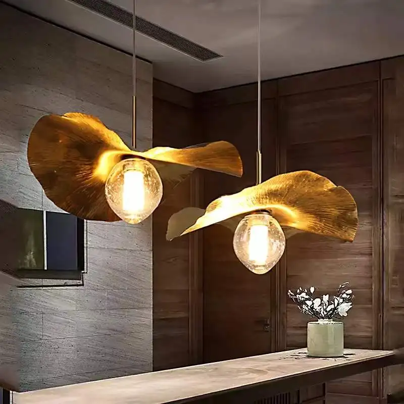 

lotus ceiling lamp living room lightning Nordic modern chandelier pendant light kitchen cuisine copper home bedroomdecorativos