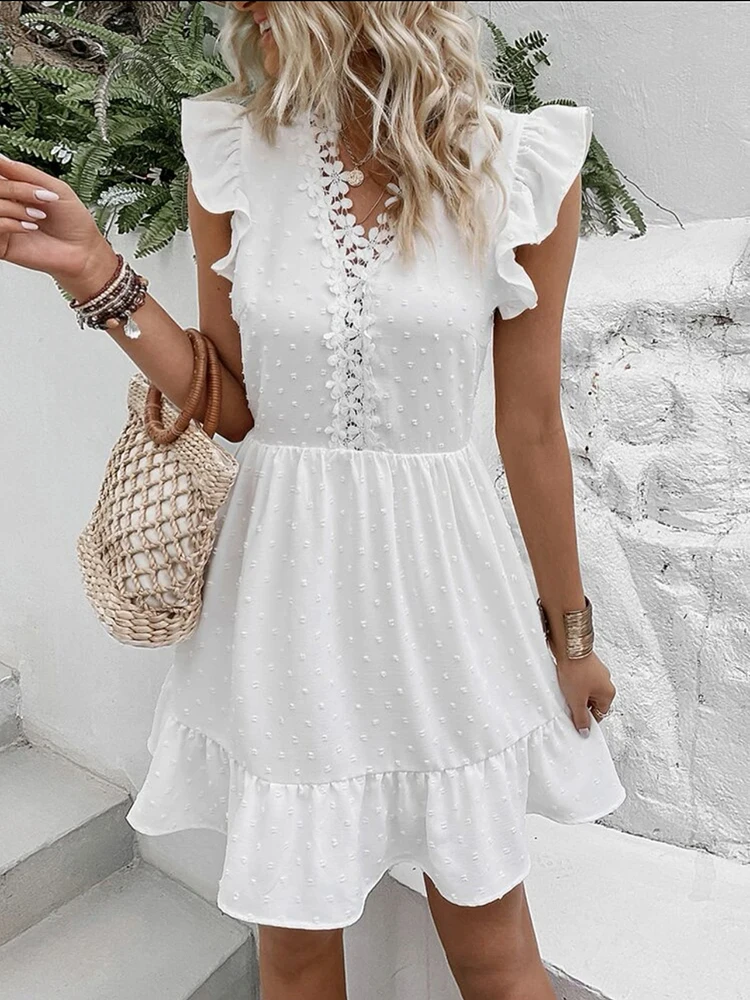 Puff sleeve mini dress white | Trendy Dresses - Lush Fashion Lounge