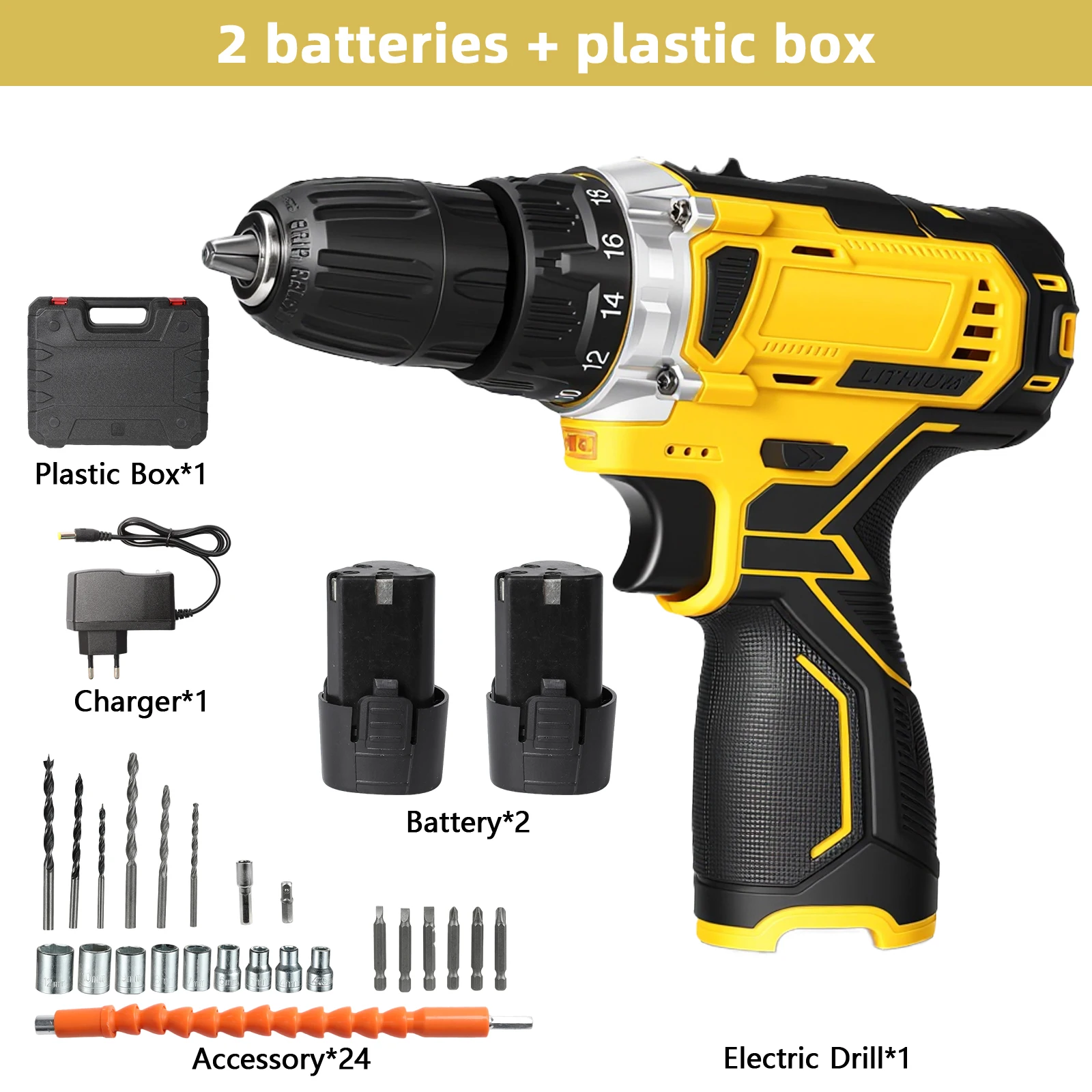 12V Kabelloser Mini-Bohrer, 29-teiliges Set mit 18+1 Drehmomenteinstellungen & 0-1300 U/min für DIY & Heimreparaturen – Detail 8