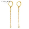 YUXINTOME 1 PC 925 en argent Sterling aiguille d'oreille coloré Zircon chaîne gland boucles d'oreilles pour les femmes deux trous boucle d'oreille bijoux A45