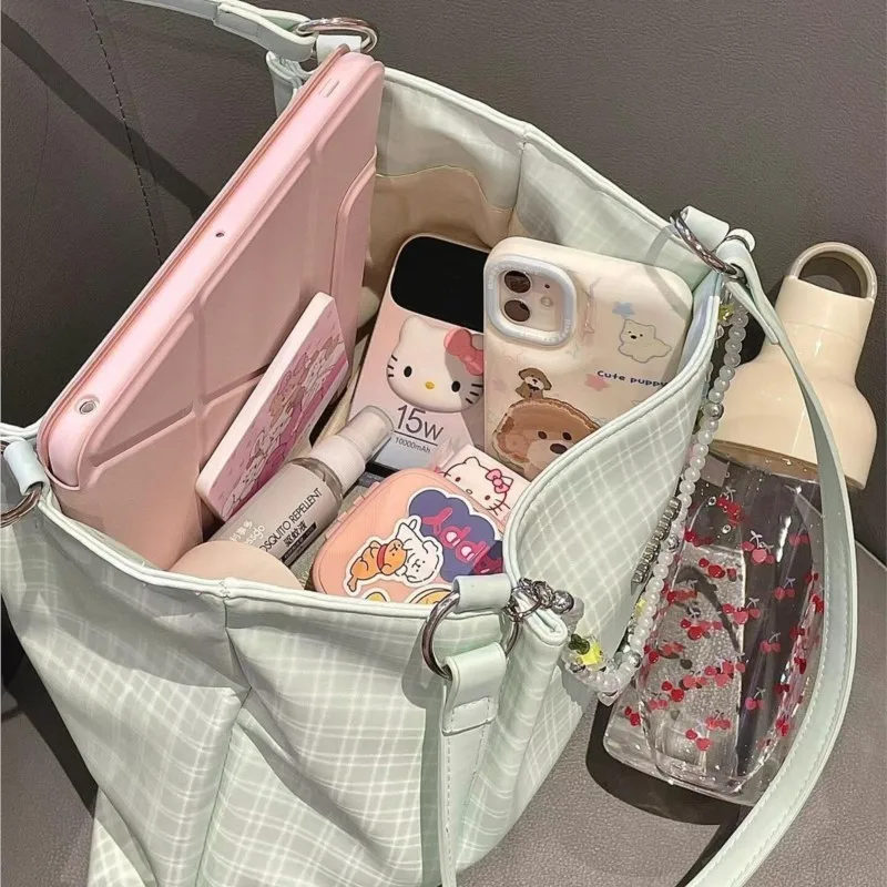 JIAERDI Sweet Cute Heart Green Tote Bag Women Large Capacity Beaded Handbag Ladies Gentle Casual Commute Shoulder Bags 2025 New