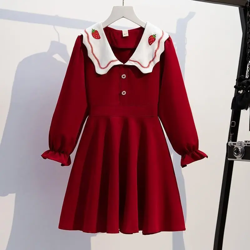 

Girls' Dress Spring and Autumn Fragrance Style Long Sleeve Super Foreign Student Doll Neck Princess Dress