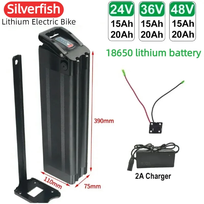 

500W 36V 20AH Silver Fish Electric Bicycle Battery Pack 1000W 48V 36V 24V Silverfish Lithium Battery 18650 21700 Ebike Bateria