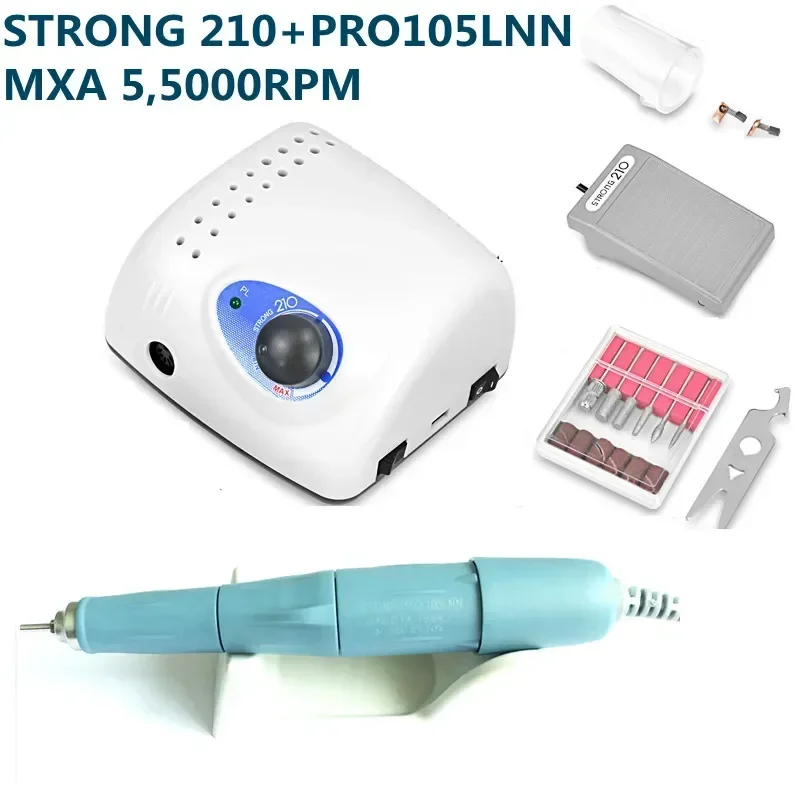 Description Picture 2 of item2024 New Arrival STRONG 210 PRO 105 105L Handpiece 65W 45000/500000rpm Nail Drills Manicure Machine Pedicure Electric File Bits