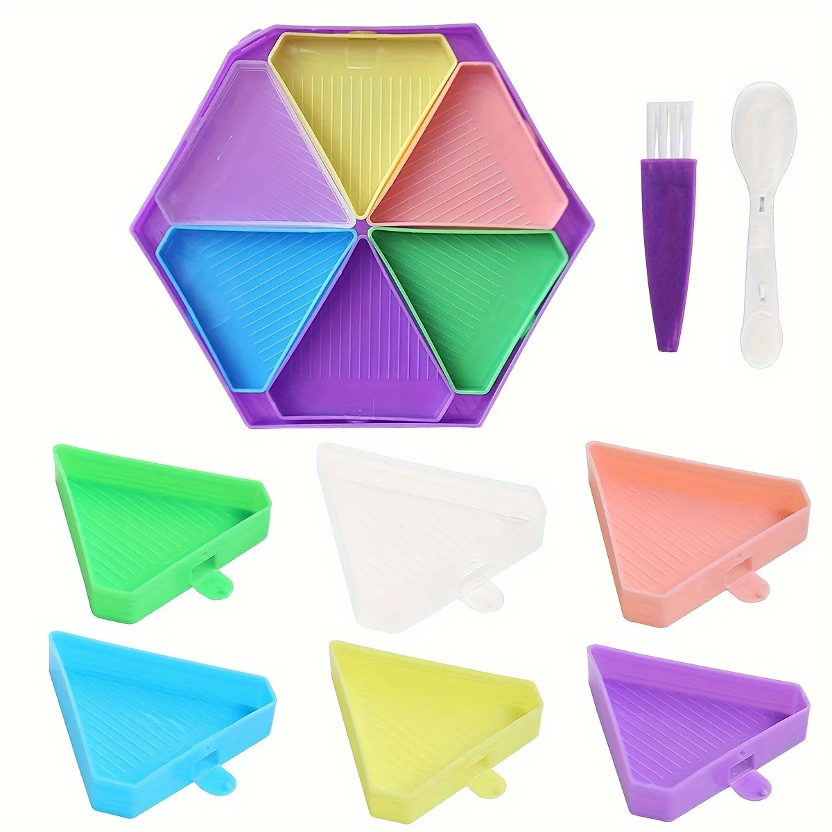 Description Picture 2 of item1pc Hexagon Palette Diamond Painting Accessory Tray Kits Large Capacity Plate Tool Pen Nail Art Beading Plates Cross Stitch