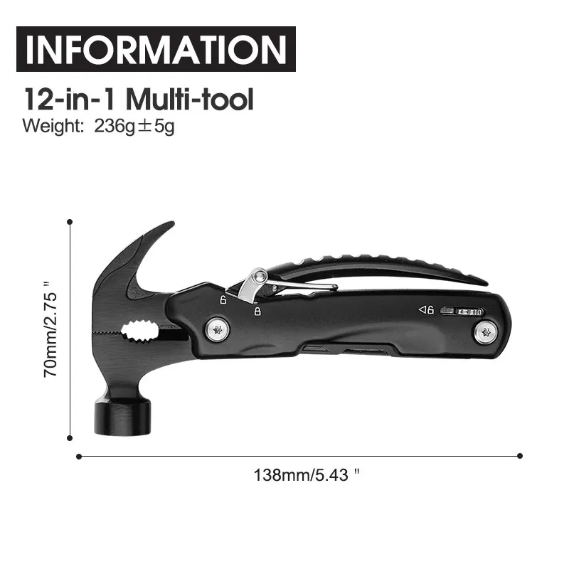 Hammer Multitool Christmas Gifts for Father Men Survival Camping Essentials Survival Gadgets 3