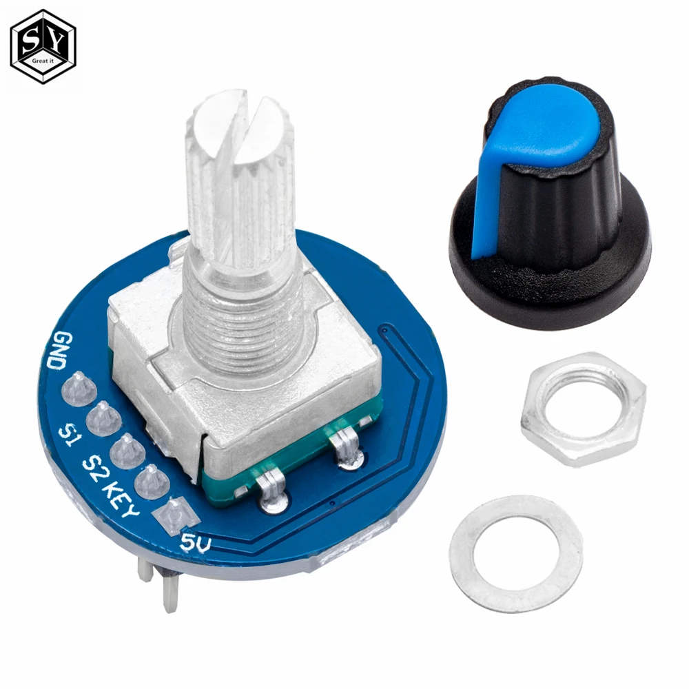 360 Degrees Rotary Encoder Module Rotary Potentiometer Analog Knob Module for Arduino KY-040 RV09 Encoder EC11 Knob Cap