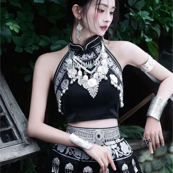 A new style of ethnic women's dress in cheongsam for travel photography with an exotic