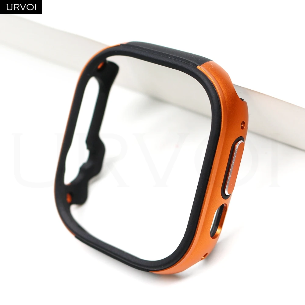 Apple Watch Ultra 3 2 1 için URVOI Kılıf, Çinko Alaşımı ve TPU Tamponlu, Çift Renkli Metal Koruyucu, iWatch Darbeye Dayanıklı Kılıf
